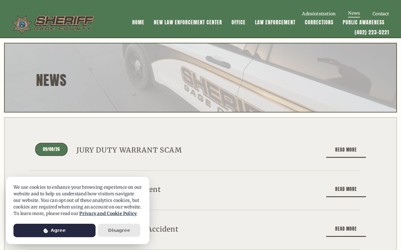 Gage County sheriff dated public-safety news for warrant records
