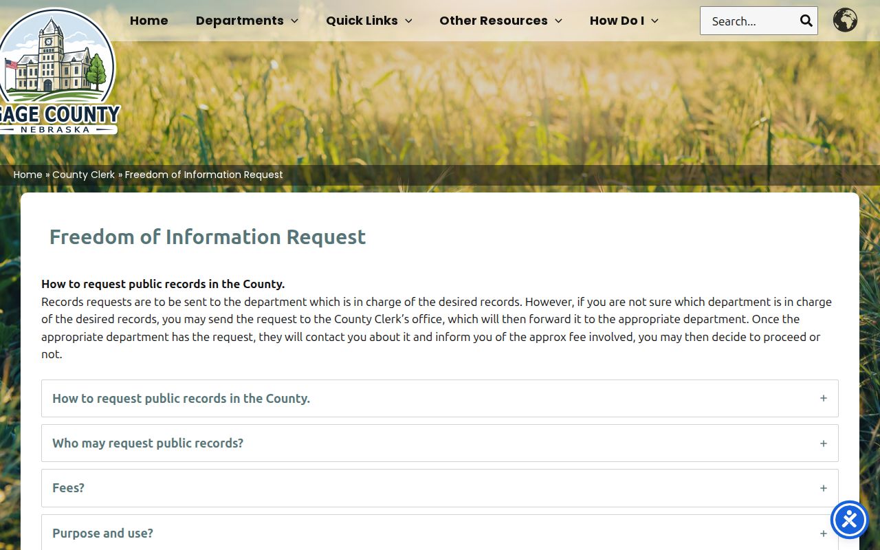 Gage County warrant record request routing information