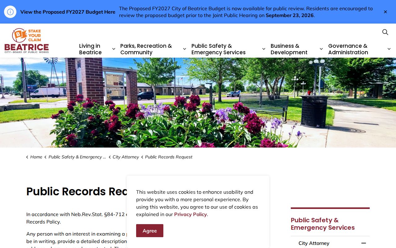 Beatrice public access request for warrant records